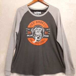Gas Monkey Garage Mens Graphic Thermal Sweater Sz.2XL/Gray/Hot Rod/Dallas Texas